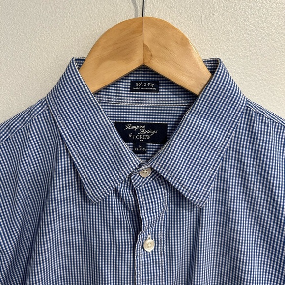 J CREW button down blue and white gingham shirt - Picture 5 of 6